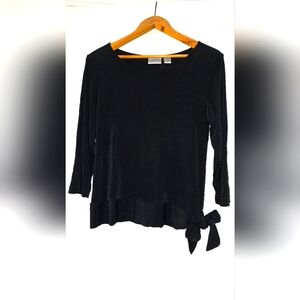 Chico's Black Tie Front 3/4 Sleeve Blouse SIZE 1
